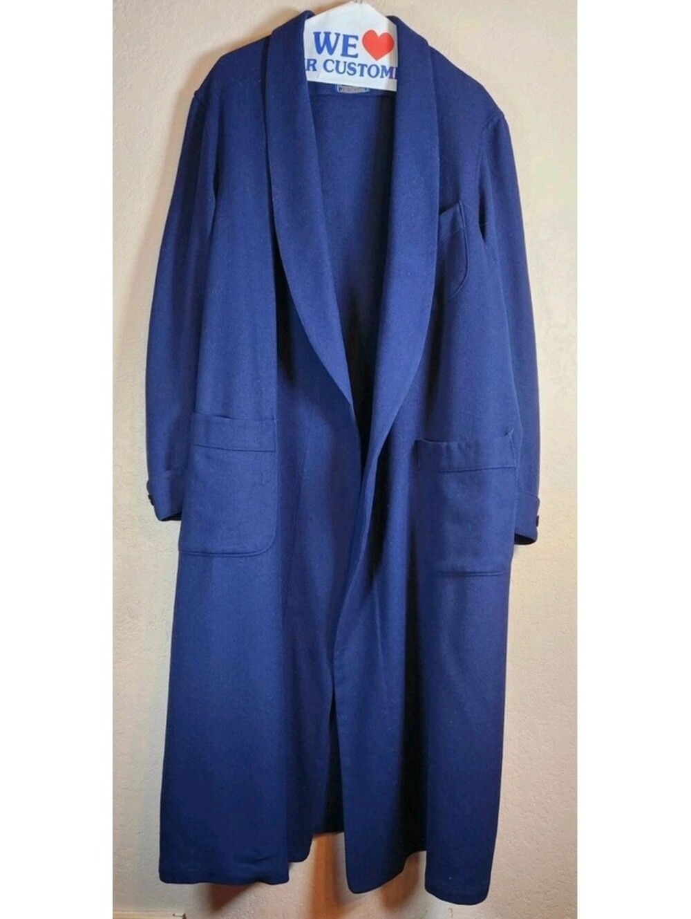 VTG 1930s/1940s Pendleton Virgin Wool Robe Navy Lounger XL With Original Belt